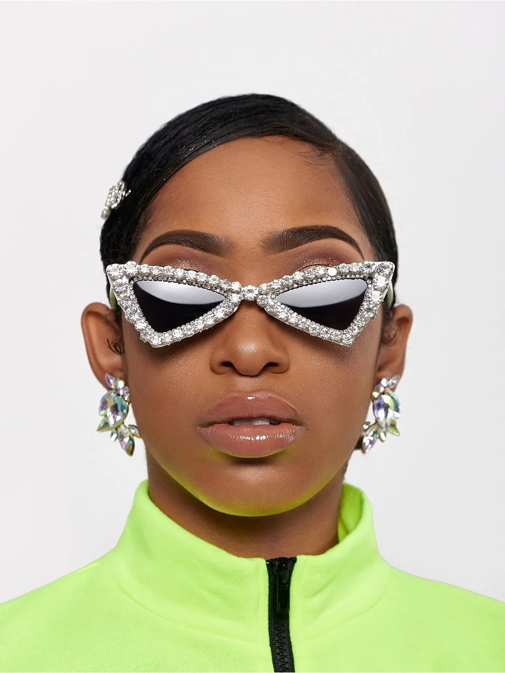 Rhinestone Cat Eye Sunglasses Bundle Black & White Statement Shades - Picture 6 of 9